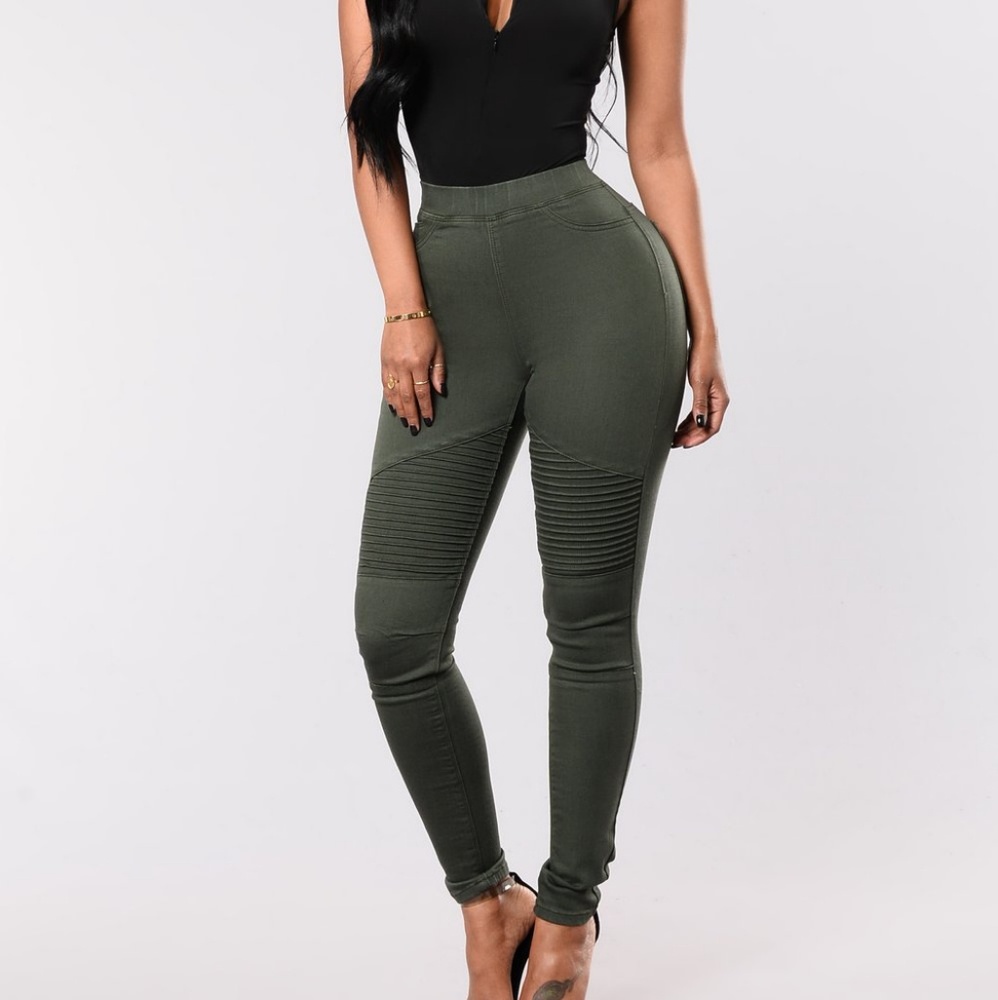 Olive Moto Jegging